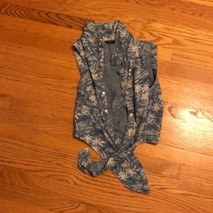 Blue Hawaiian Vest with Tie